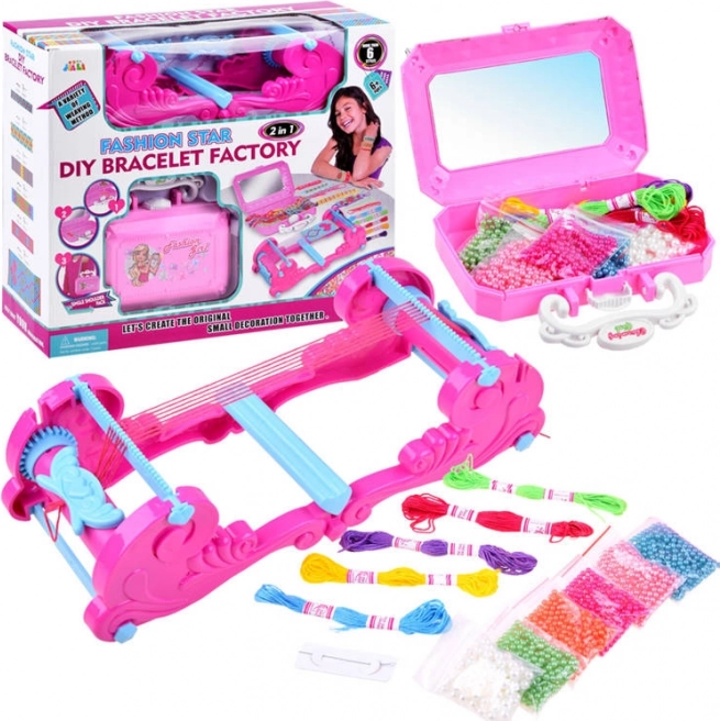 Bracelet-making factory for kids with beads and embroidery floss