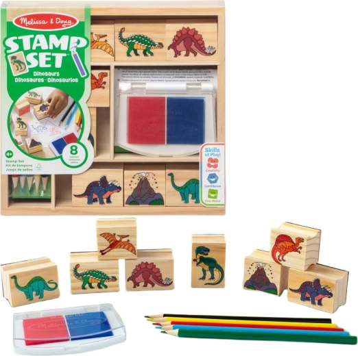 Melissa & Doug loovkomplekt dinosaurused – templid, templipadi ja värvipliiatsid