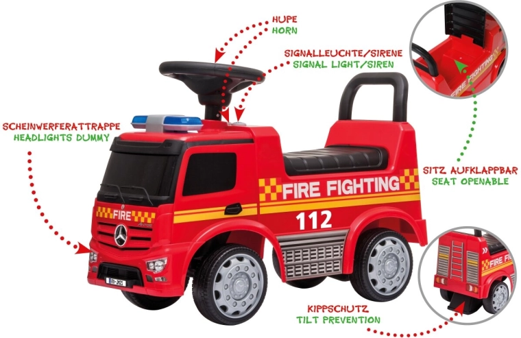 Mercedes-Benz Antos Firefighter Ride-On and Walker 2-in-1