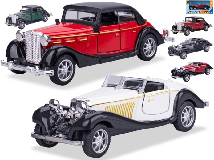 Ajaloolise auto metallmudel 1:36 tagasitõmbemehhanismiga, 11,5 cm