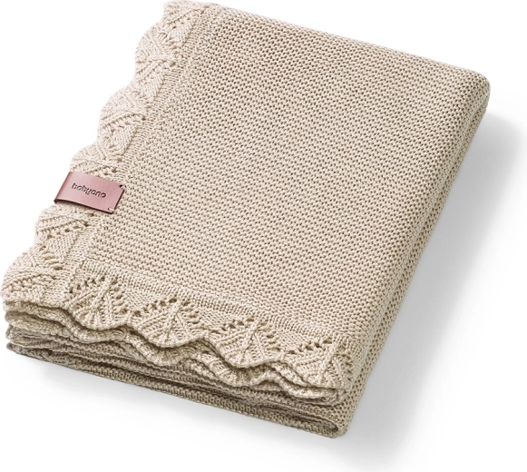 Babyono knitted bamboo blanket light beige 75 × 100 cm