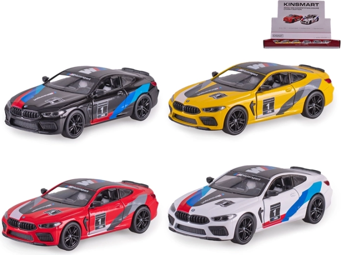 BMW M8 Competition Coupé metallist automudel 1:38 tagasitõmbemehhanismiga