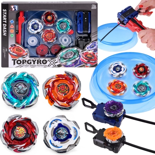 TOP GYRO X Battle Spinning Tops Set with Arena and Launchers