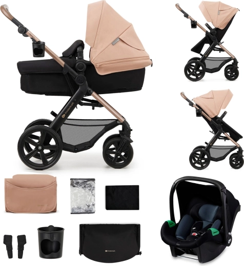 Kinderkraft kombineeritud lapsevanker Moov 2 3in1 sand beige vahtkummist ratastega