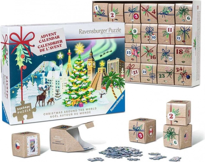 Adventkalender puzzle RAVENSBURGER – Jõulud üle kogu maailma, 24×54 tükki