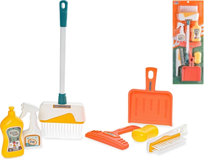Cleaning set for kids, 7 pcs with bin