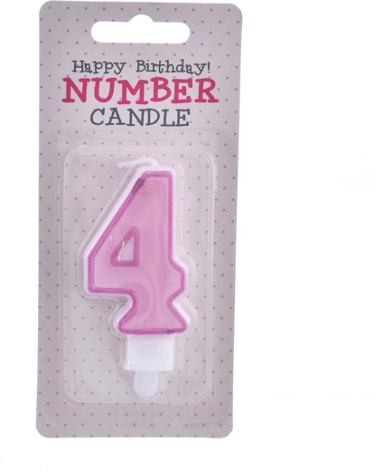 Number 4 pink cake candle 7 cm