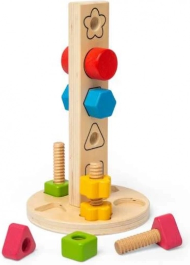Bigjigs Toys puidust kruvitorn kujunditega