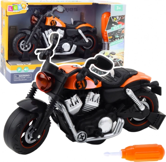 Motorcycle to Disassemble and Assemble with Light and Sound Effects - Orange