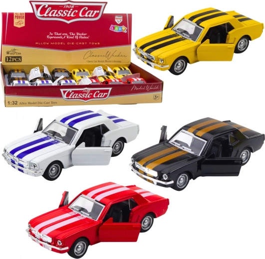 Klassikaline metallist automudel 1:32 pull-back veoga ja avatavate ustega