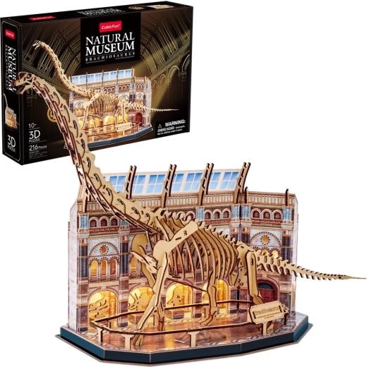 3D pusle LED-valgustusega brahhiosaurusega CUBICFUN – muuseum fossiiliga