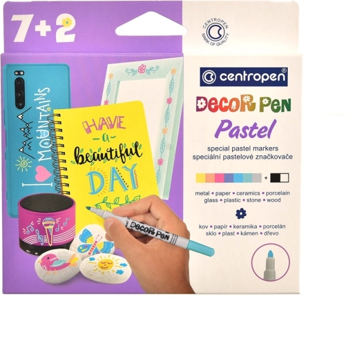 Pastel markers for glass, plastic, ceramic and stone (set of 9 pcs)