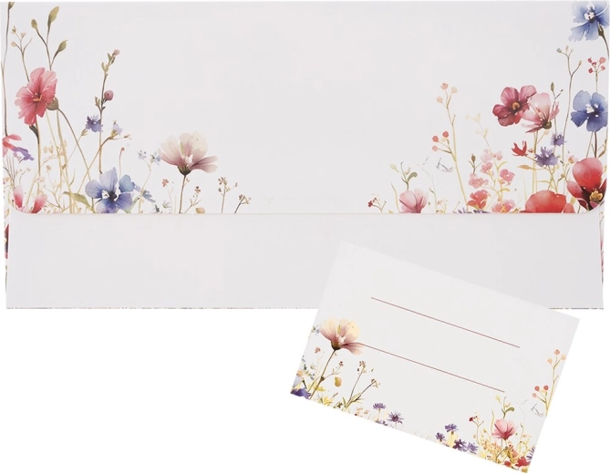 Envelope with floral motif and enclosed card