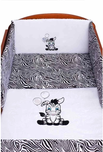3-osaline beebivoodi voodipesukomplekt New Baby Zebra, valge-must 100 × 135 cm