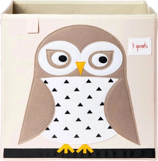 3 Sprouts storage box with owl motif, white