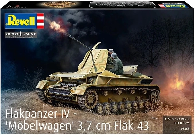 Plastikust tankimudel Flakpanzer IV 3,7 cm Flak 43 (1:72)