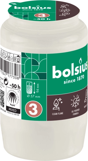 White refill for grave candle, 2.5 days burn time, 9.6 cm