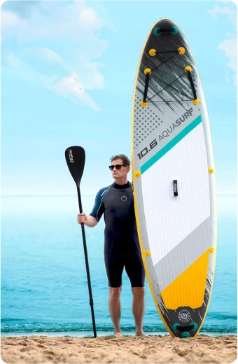 Stable, confident stance thanks to EVA surface and 3 fins