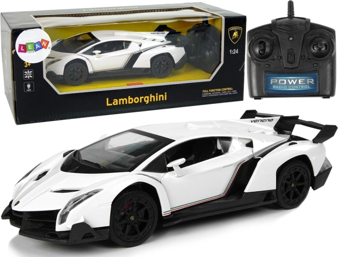 RC-auto 1:24 LAMBORGHINI VENENO LED-tuledega, valge