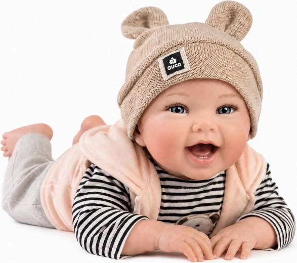 Guca Oliver weighted realistic baby doll with sounds and soft fabric body, 42 cm