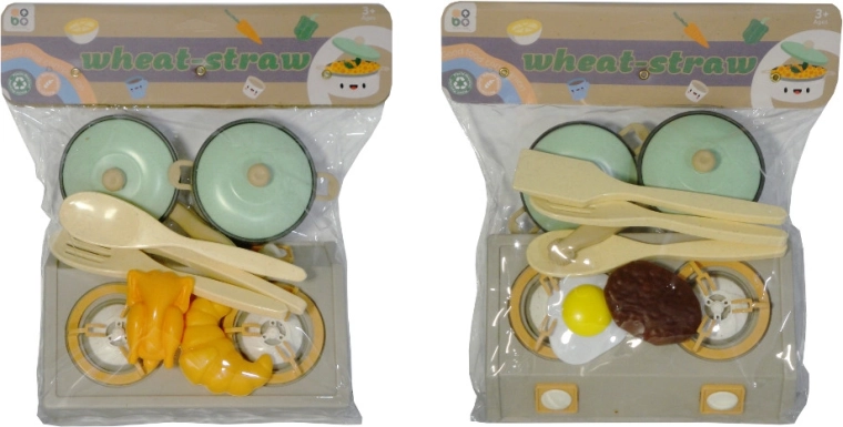 Kids' kitchen set with stovetop and accessories
