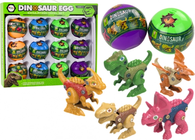 Värviline dinosaurusemunade kruvitav komplekt, 12 tk