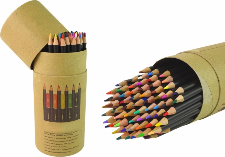 Colored Pencil Set in Tube with Sharpener and Eraser, 74 pcs