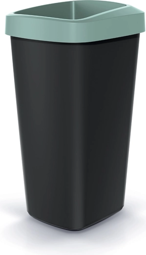 Plastic trash bin 25 l with light green rim