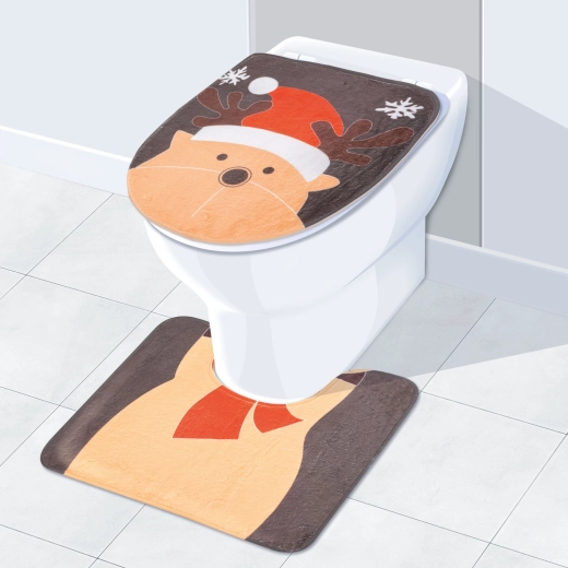 Christmas Toilet Seat Decoration with Reindeer