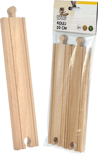 BABU wooden straight tracks 20 cm, 2 pcs