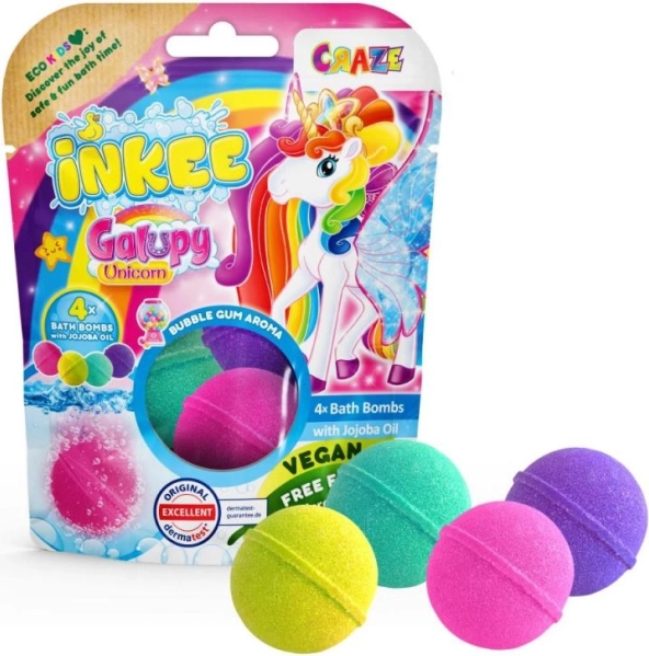 Inkee vannipommid Galupy Unicorn – 4 värvi komplekt
