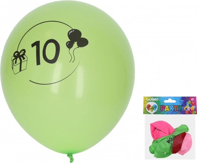 Õhupallid 30 cm numbriga 10 – komplekt 5 tk