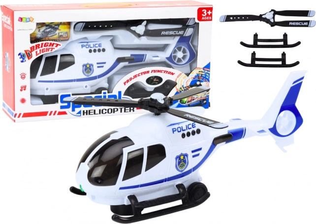 Politsei päästehelikopter tulede ja helidega