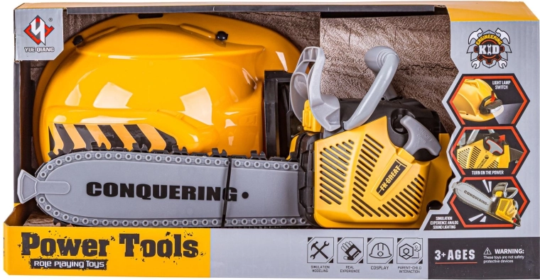 Lighting on both the saw and the helmet