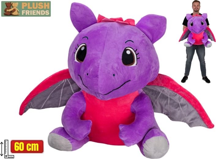 Plush Friends purple plush dragon 60 cm, sitting