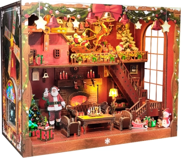 Miniature House Merry Christmas – DIY Kit with LED Lighting