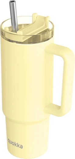 Roostevabast terasest termokruus Quokka Vibe pastellkollane (Drop Safe) roostevabast terasest kõrrega 880 ml