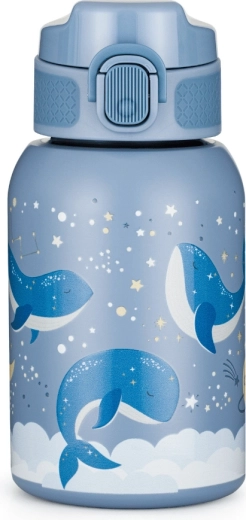 Petite&Mars roostevabast terasest termos joogikõrrega 350 ml Whale Song