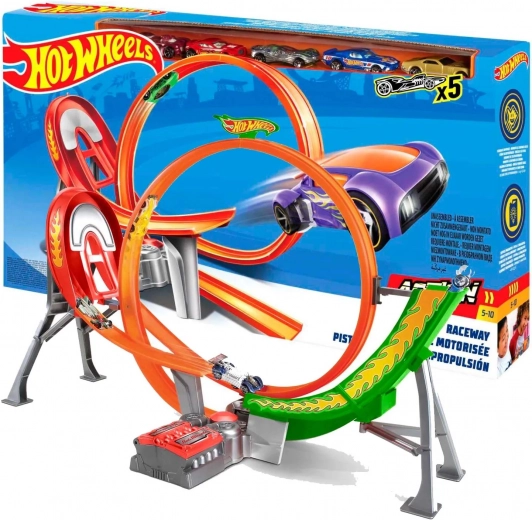 Hot Wheels Power Shift Raceway – võidusõidurada silmusega ja 5 autoga