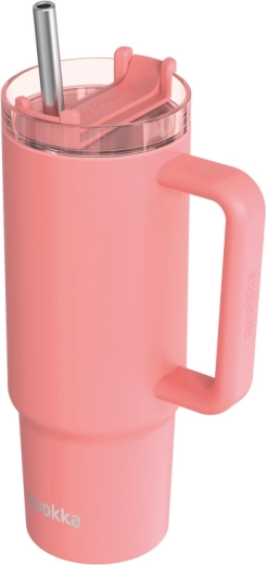 Roostevabast terasest termokruus Quokka Vibe Coral Drop Safe kõrrega 880 ml