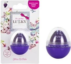 LUKKY glitter lip balm in egg shape, purple