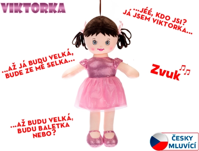 Rääkiv kaltsunukk Viktorka 32 cm – heleroosa