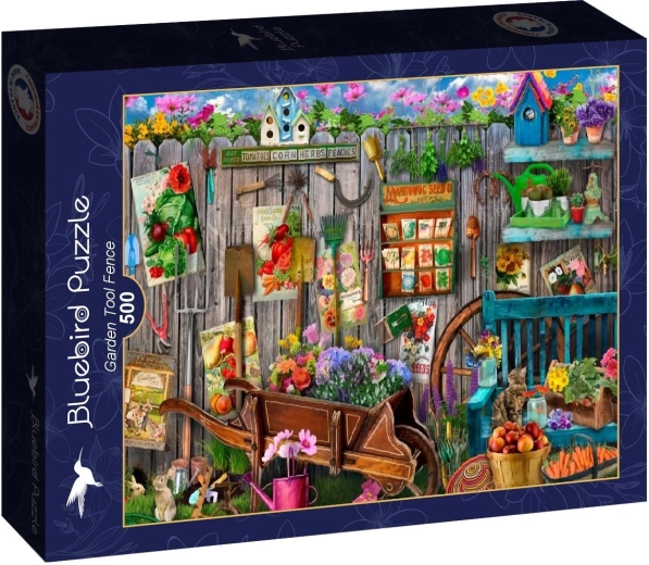 Bluebird puzzle Fence with Garden Tools 500 pieces