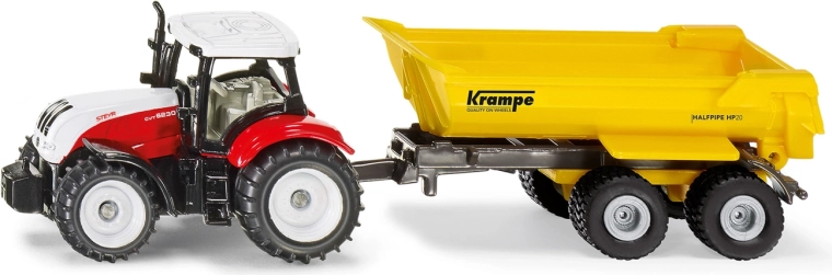 Siku Steyr traktor kallutava Krampe haagisega