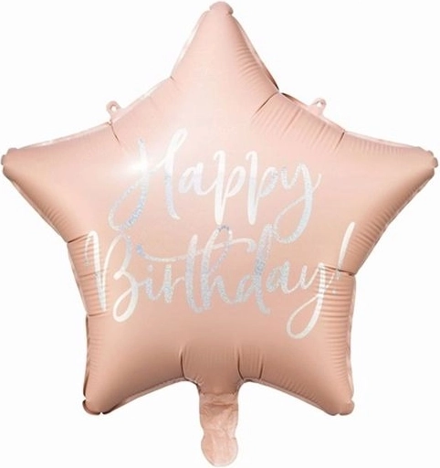 Fooliumõhupall täht Happy Birthday hele puudriroosa 40 cm - 1 tk