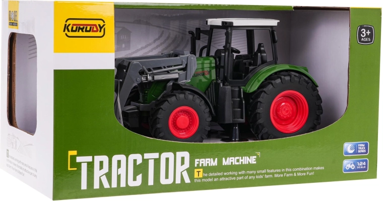 Roheline traktor laadurseadmega 1:24