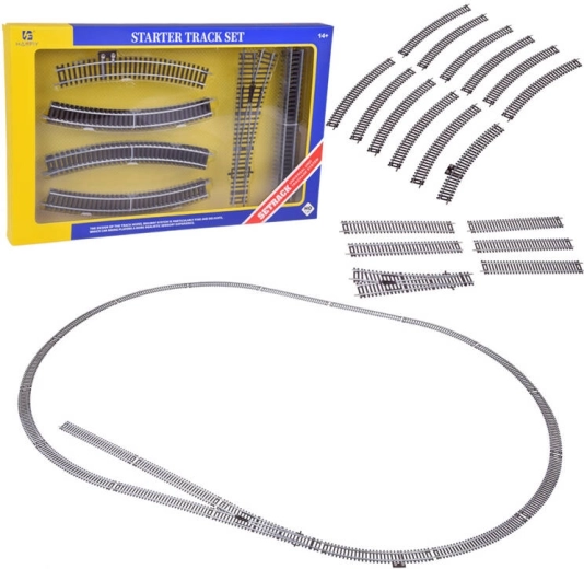 H0 Track Set 1:87 for Model Railways, Metal with Plastic Roadbed, Length 3 m