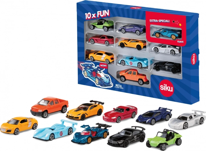 Siku kinkekomplekt 10 sportautoga