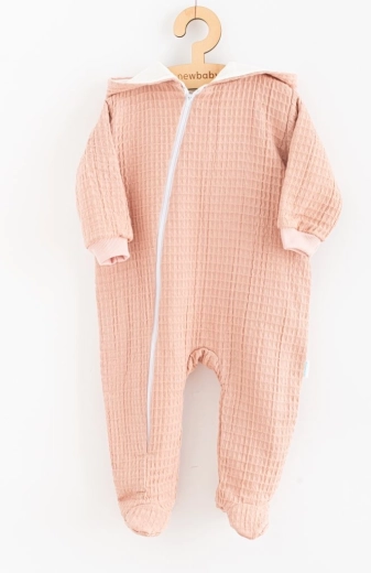 New Baby Comfort Pink Muslin Hooded Romper for Babies