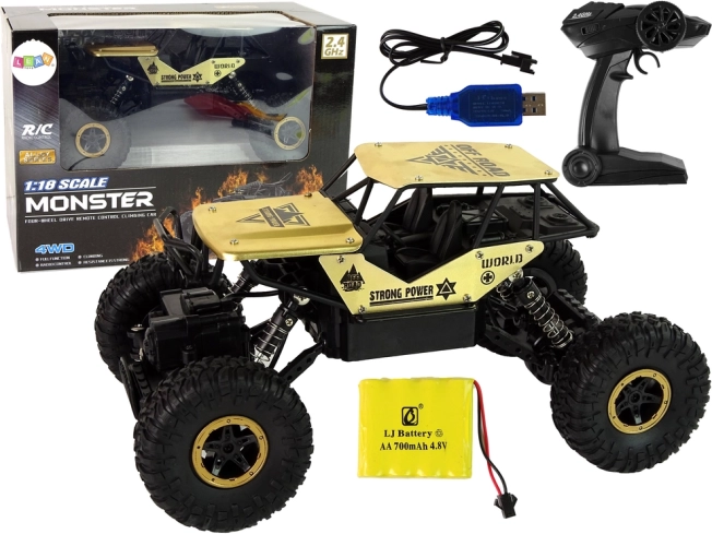 RC off-road car 1:18 black gold with high wheels